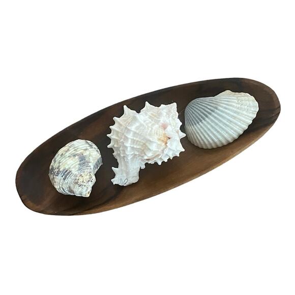 Olive Wood Small Oblong Dish VTG Tray Appetizer Dipping Sauce Jewelry Catchall - Picture 1 of 5